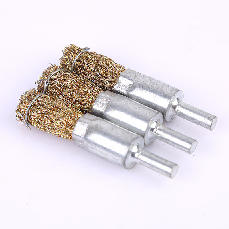 钢丝笔刷除锈轮钢丝轮打磨头钢丝刷铜丝刷抛光轮钢丝磨头带柄6mm