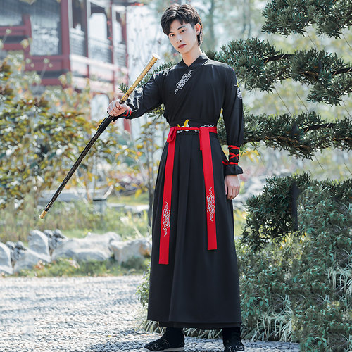 魏晋风大码男士侠客书生汉服古风仙气中国风汉唐古装学生班服套装