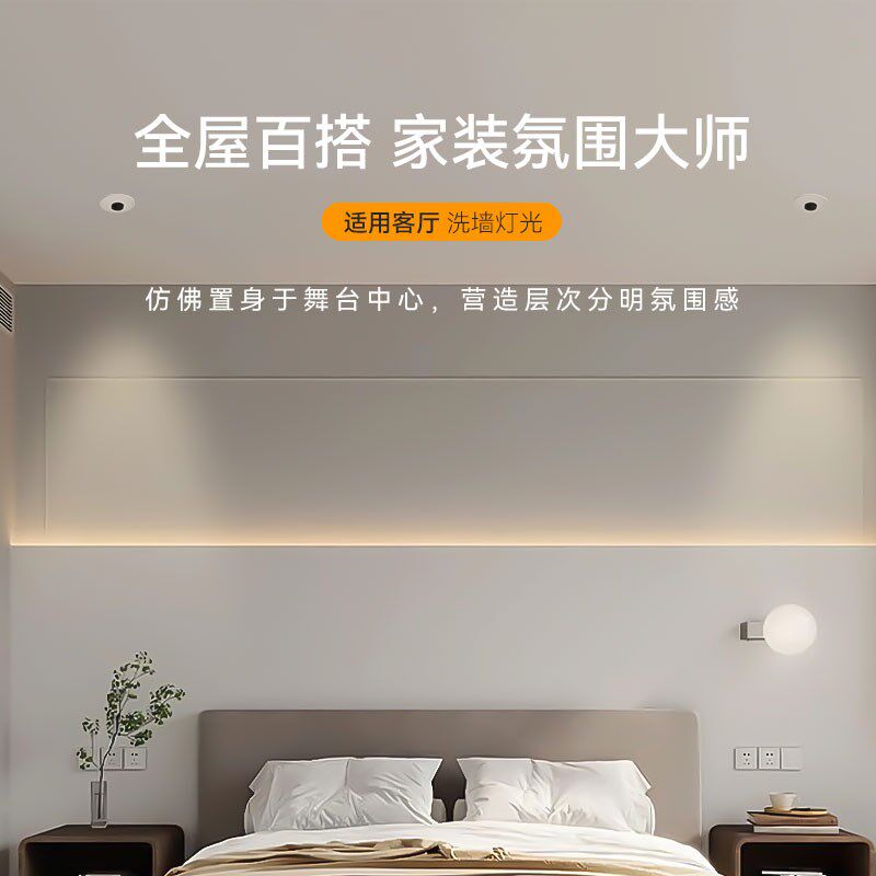 焦距照明led偏光射灯嵌入式过道卧室床头椭圆可调节cob防眩洗墙灯