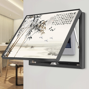 家用电表箱遮盖装饰画免打孔新中式餐厅配电箱遮挡挂画定制小尺寸
