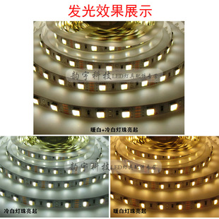 led色温可调灯带 双色灯条正白暖白光二合一灯珠客厅吊顶柜台12V