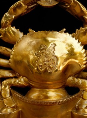 纯铜金钱螃蟹摆件横财得利将军八方来财铜蟹家居创意室内工艺礼品