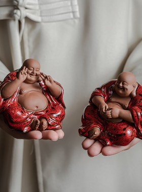 久造中式禅意弥勒佛摆件陶瓷招财大肚笑佛客厅办公室桌面装饰摆设