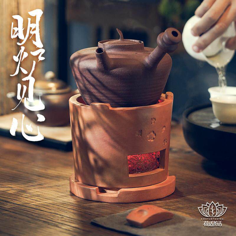 潮州工夫茶手工古风小直桶副榜炉围炉煮茶炭炉红泥小火炉砂铫茶炉