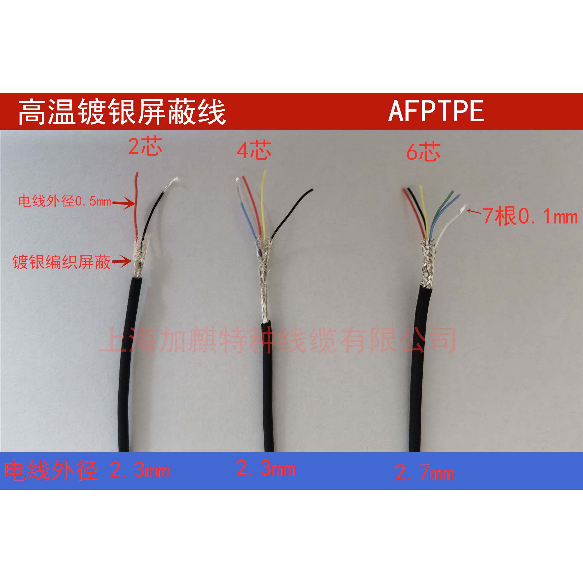 2芯4芯6芯8芯特软屏蔽线AFPTPE镀银屏蔽线30号信号线 外径2.3-3mm