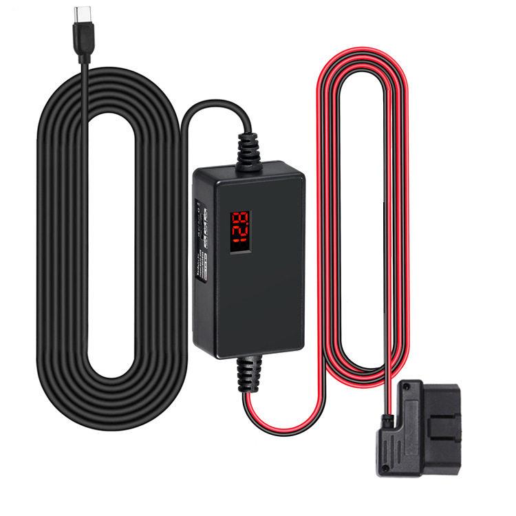 OBD2数显降压线汽车行车记录仪停车监控降压线低压断电可调