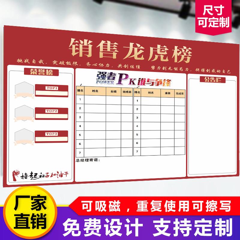 磁性软白板 KT泡沫板PVC板定制龙虎销售业绩荣誉榜班级耐擦写墙贴