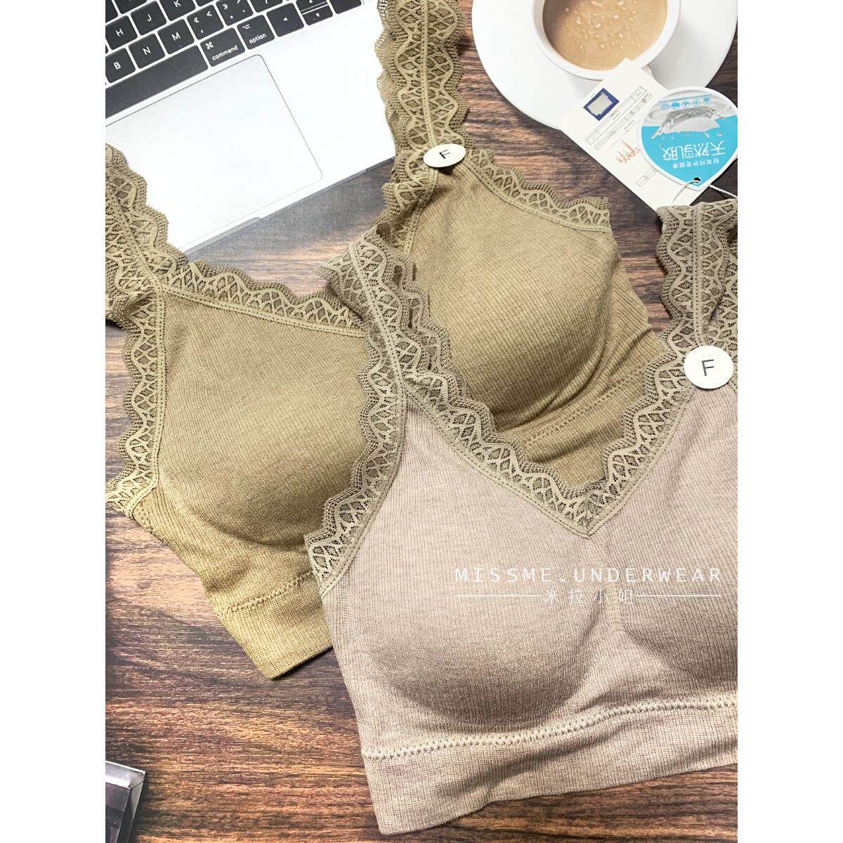 黛美芮森色系7518乳胶垫固定被美背 蕾丝肩带聚拢内衣女 文胸