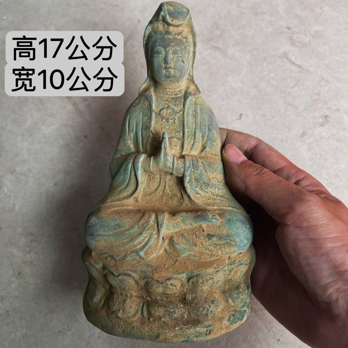 复古出土清代乾隆坐莲观音神像观音菩萨铜像大号仿古摆件古玩
