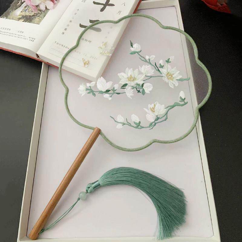 古风扇子中国古风刺绣团扇夏季覆古代汉服旗袍走秀舞蹈苏绣圆形女