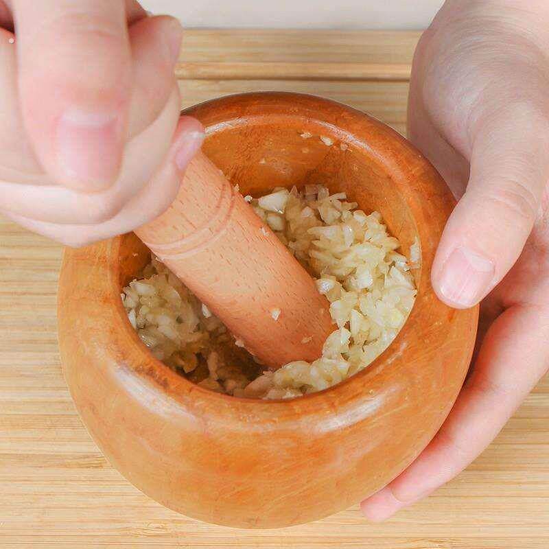 实木臼桶戴味鸡爪家用大蒜磨菜器物全木臼罐胡椒臼碗