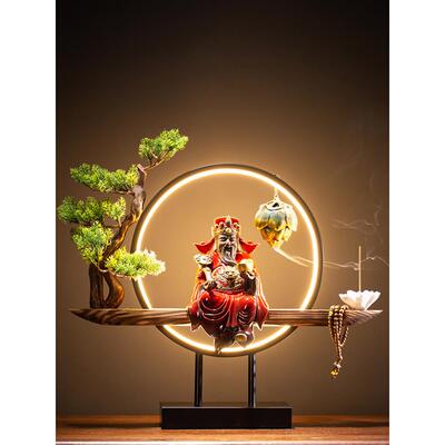 守淘人 财神爷招财佛像文财神灯圈摆件 家用供奉家居饰品开业送礼