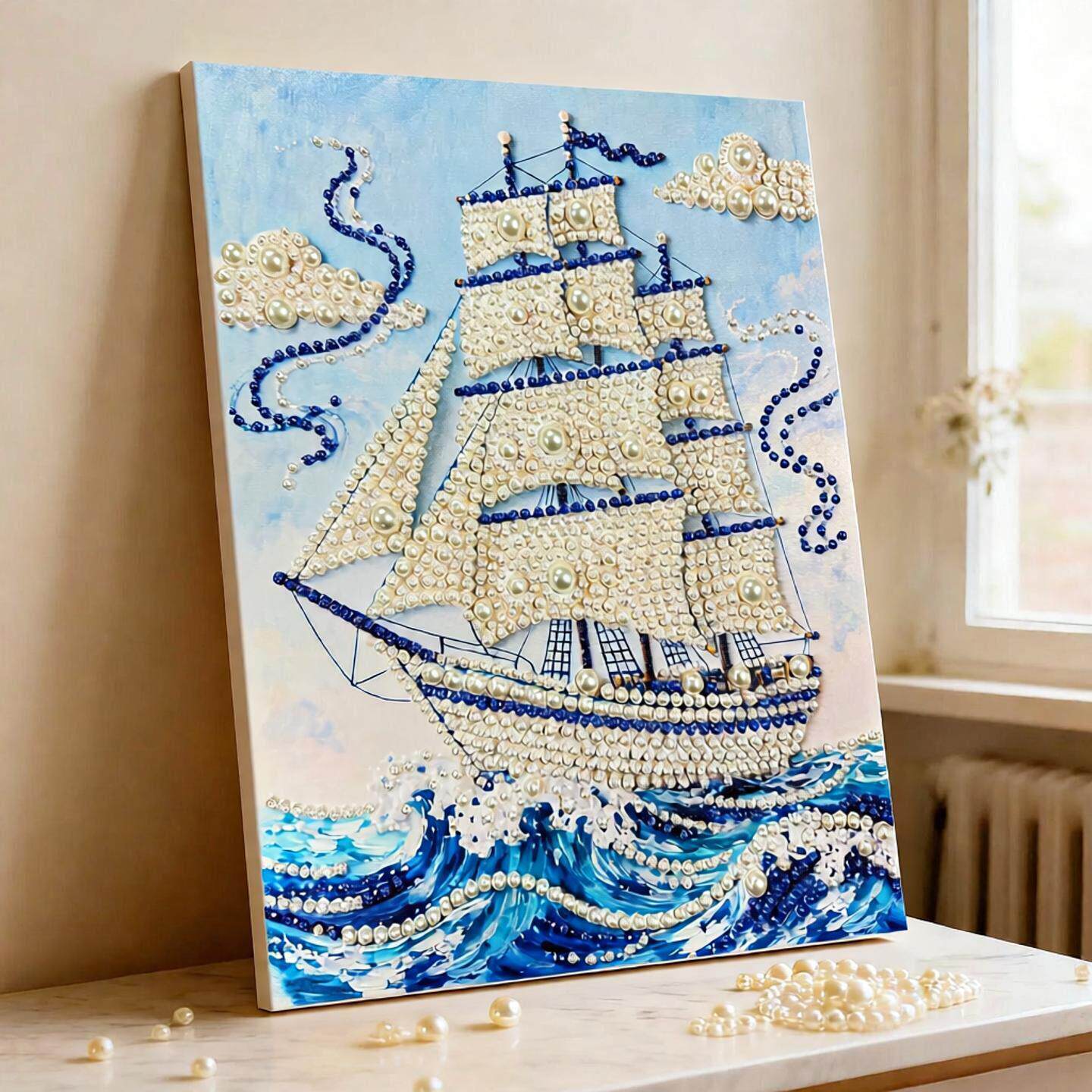 一帆风顺DIY珍珠画 手工粘贴钻石画客厅装饰挂画高级感材料包礼物