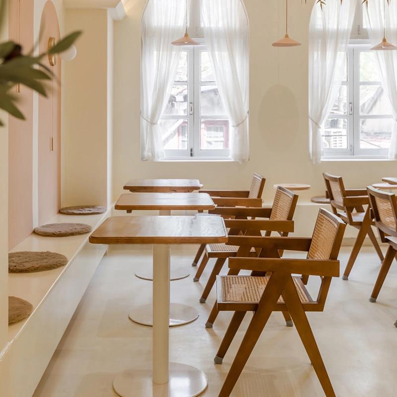 北欧奶茶甜品店圆桌咖啡厅民宿简约餐桌小方桌快餐店休闲餐桌商用