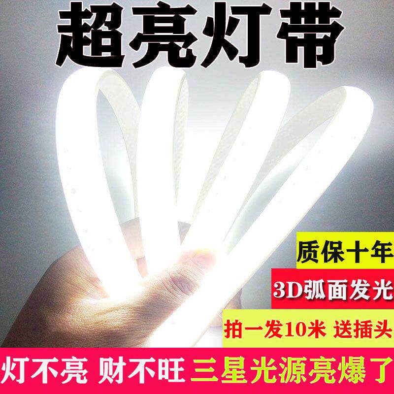 超亮LED灯带 家用客厅吊顶三色变光户外防水长条线灯高亮灯条220v