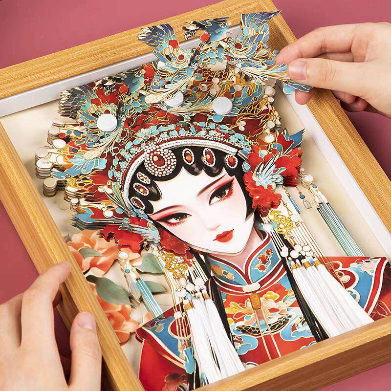 非遗手工diy京剧脸谱相框中国风古风材料包小学生学校活动三八节