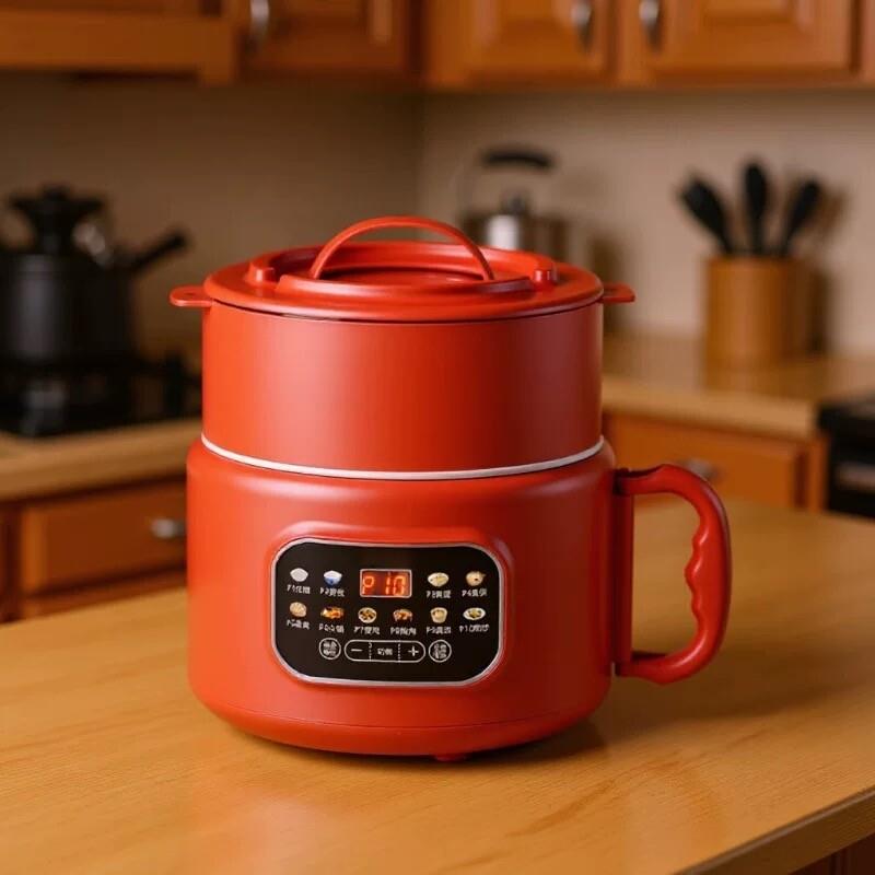陶瓷釉内胆折叠电饭锅电煮锅小型家用迷你蒸煮一体多功能电火锅