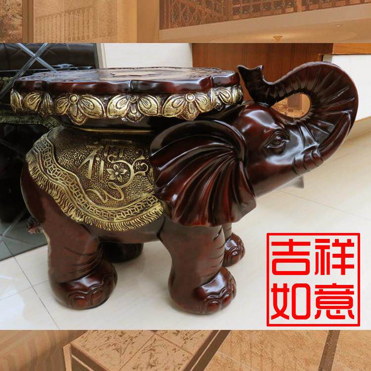 招财大象凳欧式中式换鞋凳特大号树脂象凳家居客厅庭院落地摆件