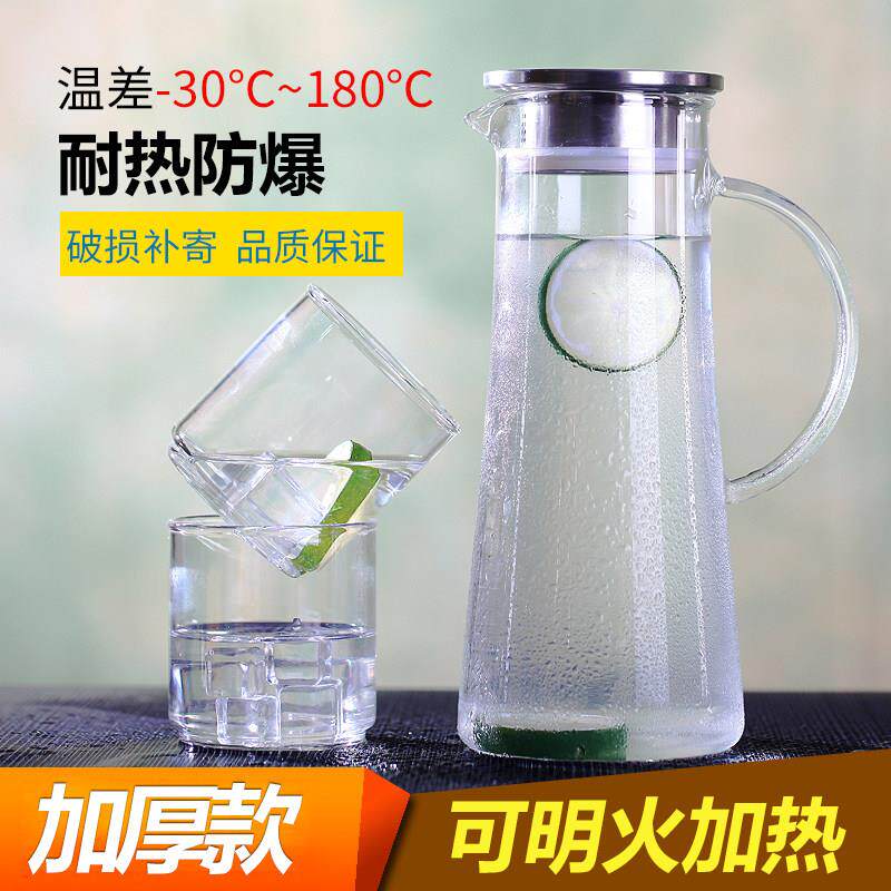 冷水壶耐热大容量水杯凉水壶花茶扎壶果汁壶套装防爆家用玻璃水壶