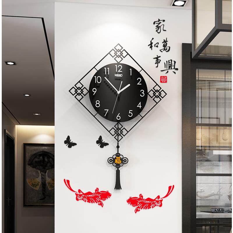 中式时尚艺术挂钟客厅创意简约大气静音压克力扫秒装饰个性挂墙钟