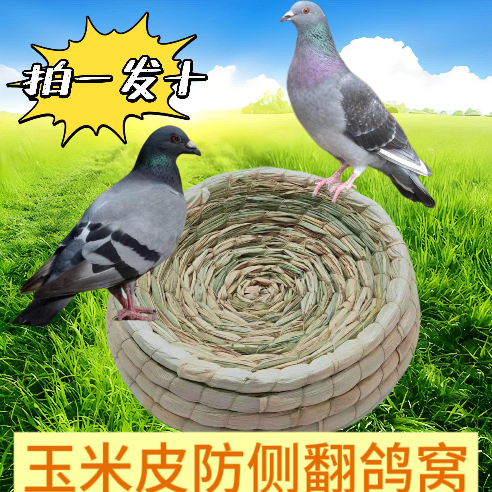 鸽子窝草窝鸟窝玉米皮防侧翻巢盆元宝盆稻草鸽窝信鸽用品鸽具手工