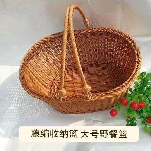 竹篮子手提篮野餐篮竹编篮买菜篮子购物篮手工编菜蓝子藤编大号