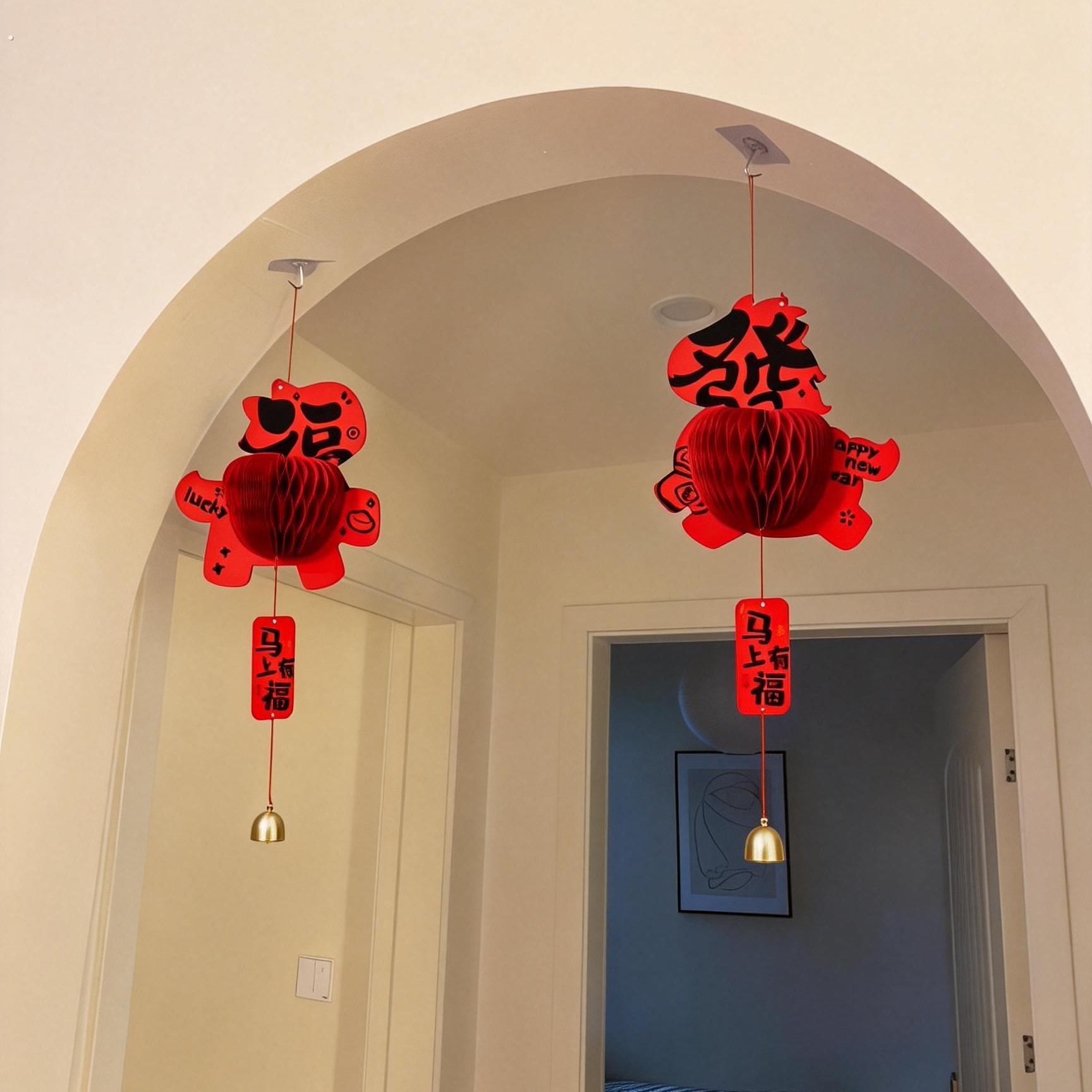 新年装饰挂件马年过年年味氛围布置春节客厅贺年挂饰入户门红灯笼