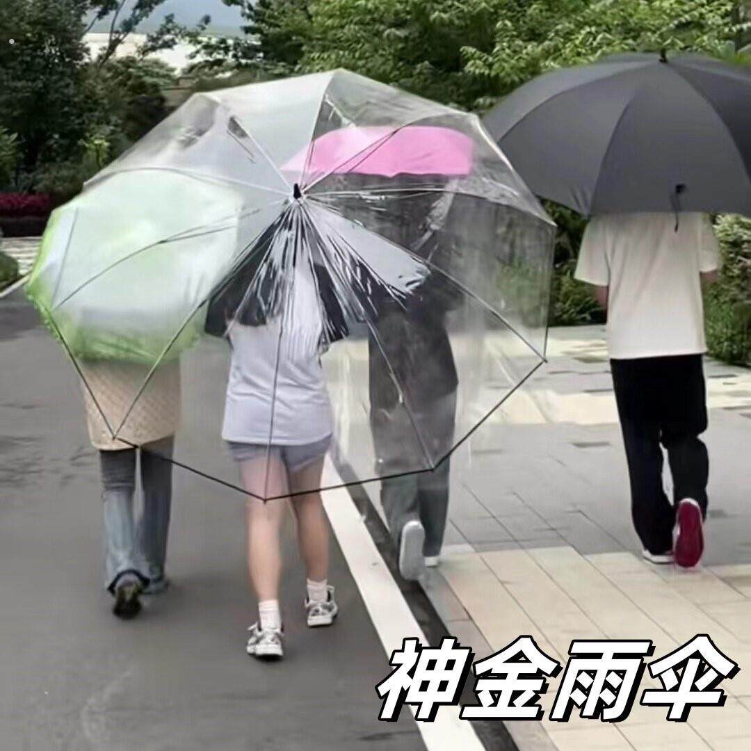 特大号自动透明雨伞加大抗风韩版清新多人伞直杆超厚暴雨专用伞