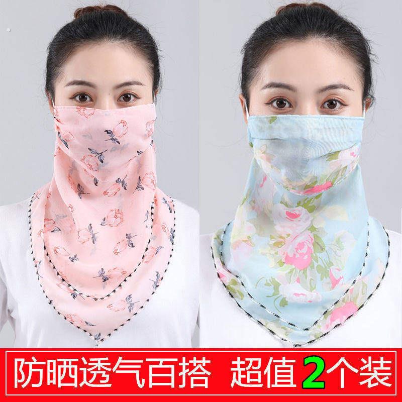防晒丝巾女2026新款夏季围脖口罩护颈透气面罩全遮脸雪纺薄款面纱