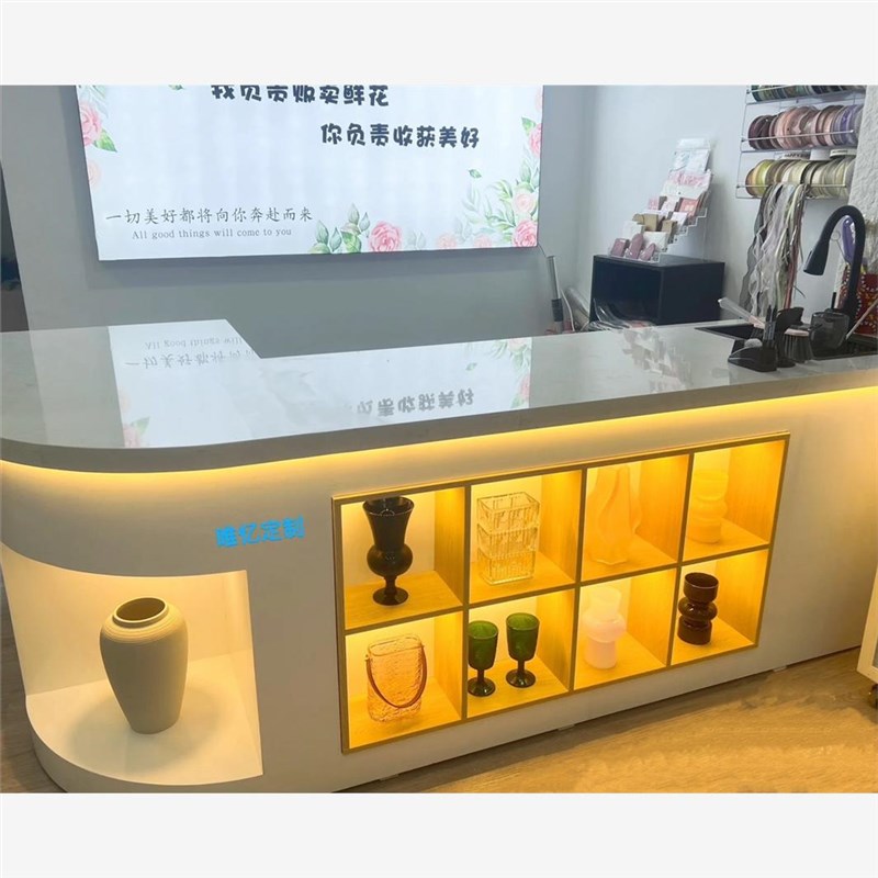 花店操作台花艺工作台花卉水吧台转角定制大理石鲜花包花插花桌子