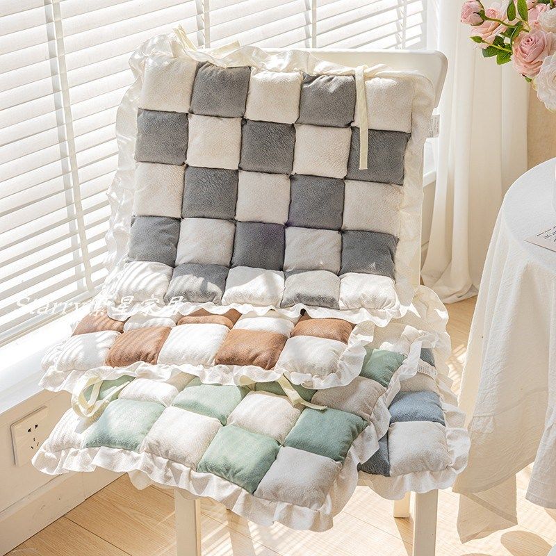 奶油风雪尼尔椅子垫加厚防滑款带绑绳学生办公室屁垫四季通用座垫,居家布艺,椅垫,淘宝优惠券,粉丝福利购,淘宝优惠卷