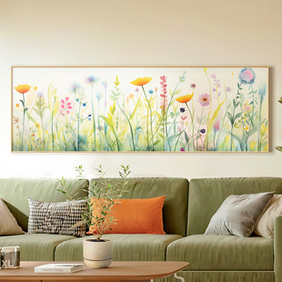 墙蛙日系客厅装饰画现代沙发背景风景壁画原木风温馨卧室床头挂画