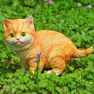 花园小摆件 庭院装饰树脂工艺品家居饰品创意卡通动物小橘猫摆件