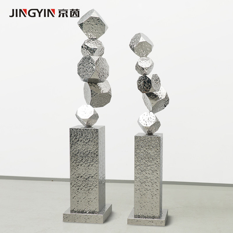 不锈钢金属装饰品售楼处装置艺术雕塑酒店走道大型落地抽象摆件
