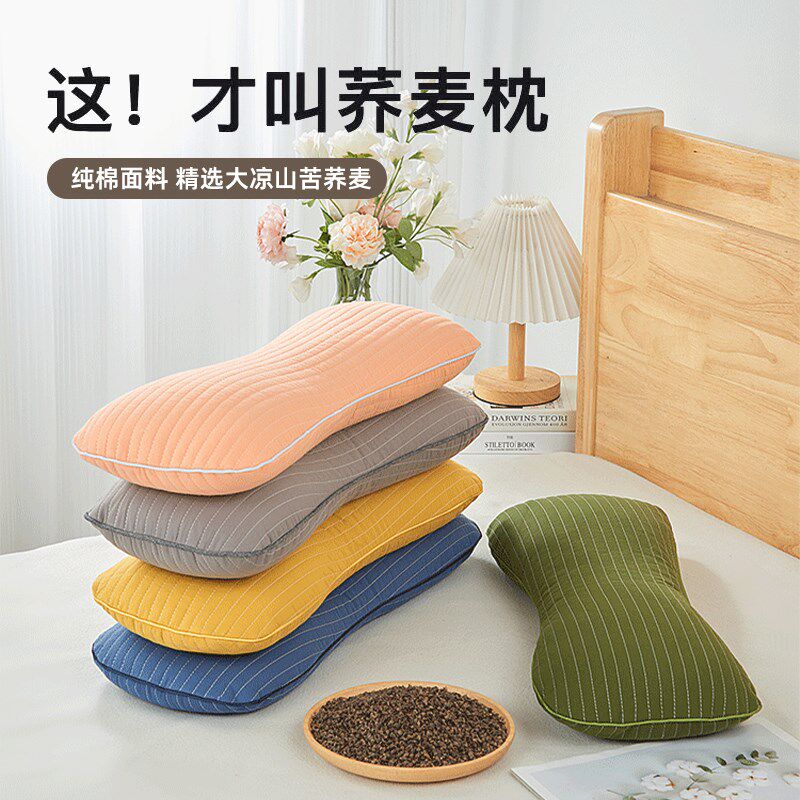 荞麦枕颈椎枕头荞麦壳助睡眠工学矫正家用可拆洗午睡枕骨头枕苦荞