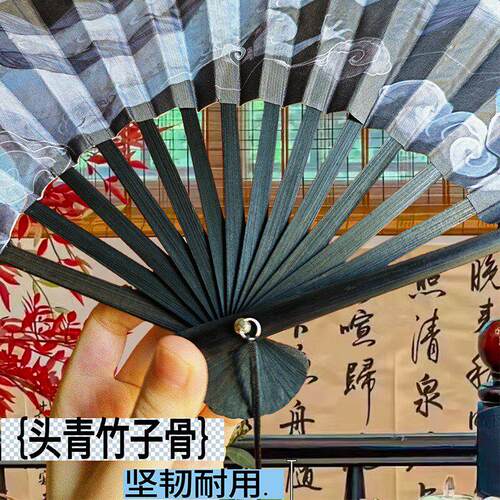 双面古风9寸扇子绢布折扇男扇中国风女生折叠配饰随身夏季扇汉服