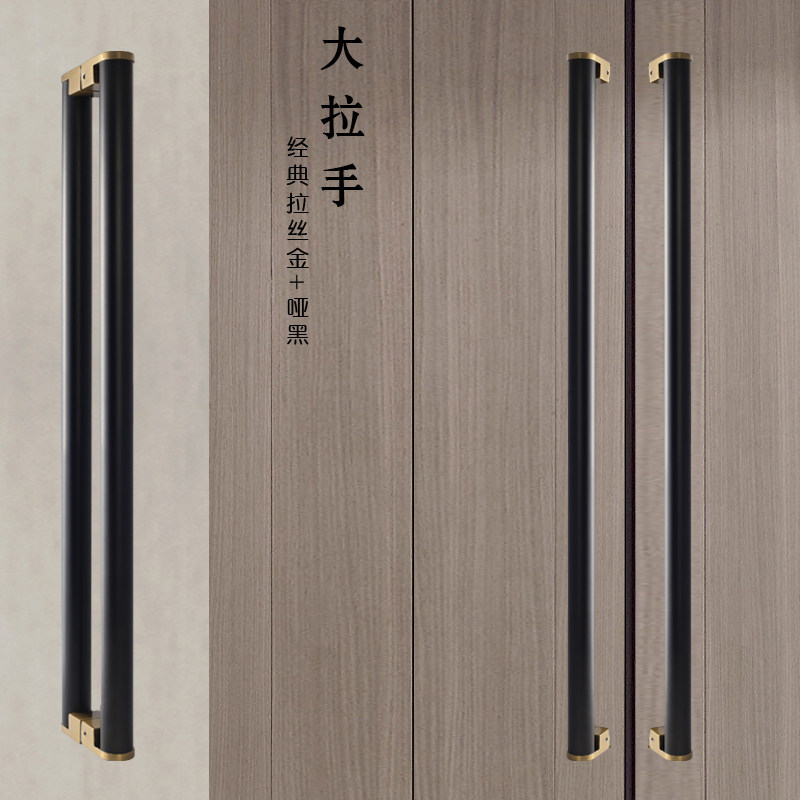 加厚不锈钢玻璃门拉手现代金色拉丝门把手铝合金门大拉手黑色把手