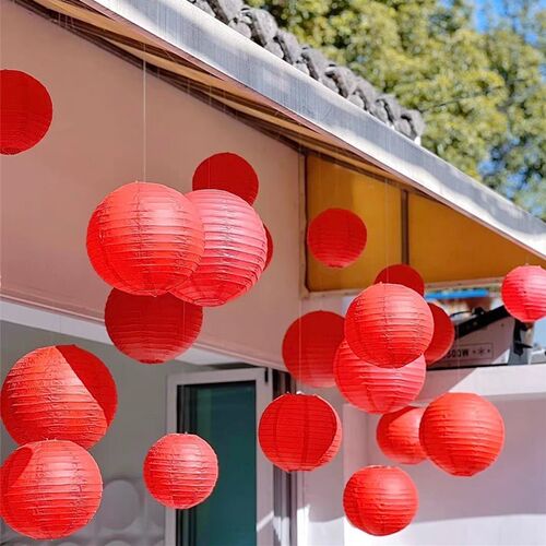 中秋国庆节喜庆红色纸灯笼挂饰婚礼商场店铺开业氛围装饰布置道具