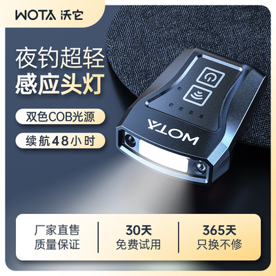 WOTA沃它 夜钓感应帽夹灯头灯钓鱼专用充电强光超亮长续航上饵灯