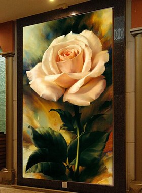 数字油画玄关竖版花卉diy手绘填色画数码油画客厅风景大幅装饰画