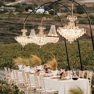 新款婚庆路引灯水晶吊灯婚礼冰条引路灯铁艺架子舞台布置装饰道具