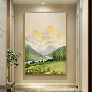 现代玄关挂画背有靠山客厅装饰画风景背景墙落地画沙发画日照金山