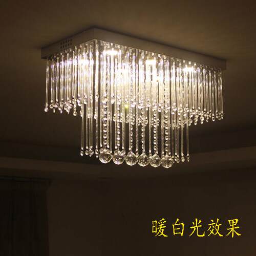现代家用长方形进门入户玄关水晶灯LED走廊过道双层饭厅吸顶灯具