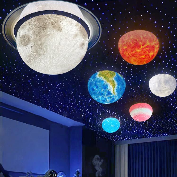 月球灯吸顶灯地球商场饭厅大号星球灯网红工程软装半圆球形月亮灯