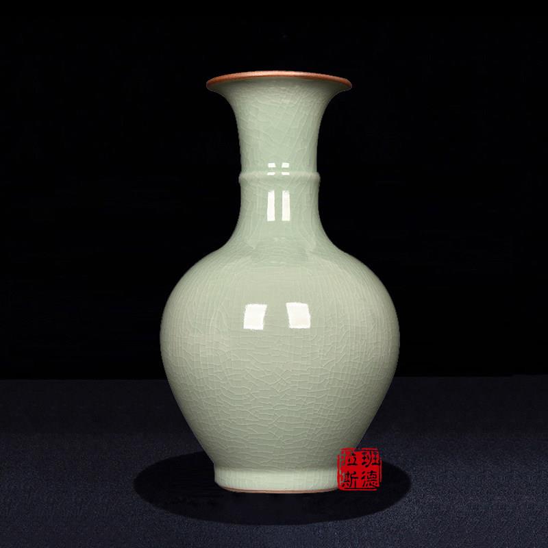 景德镇陶瓷花瓶青瓷彷古中式电视柜客厅插花高档博古架瓷瓶摆件