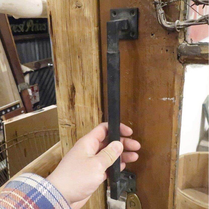 覆古民族风格古典铁门把手旧谷仓门把手方铁圆钢实木门把手