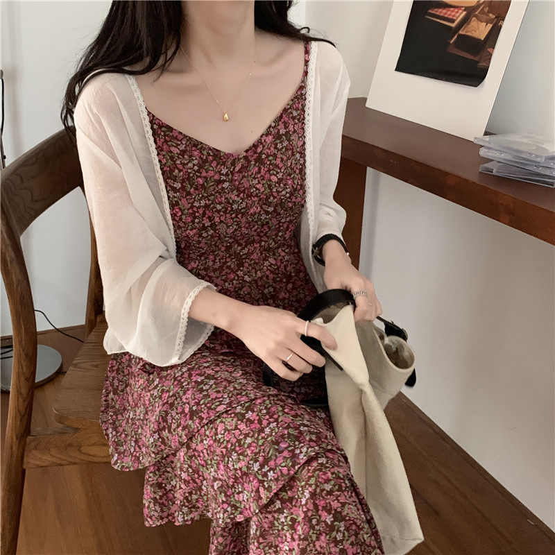 夏季新款宽松花边雪纺防晒衣女沙滩雪纺开衫小个子女上衣短外套,女装/女士精品,蕾丝衫/雪纺衫,淘宝优惠券,粉丝福利购,淘宝优惠卷