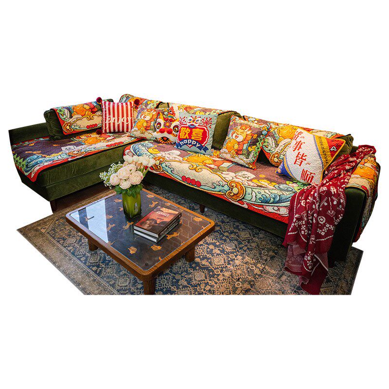龙年中国风国潮时尚沙发垫秋冬保暖毛绒沙发坐垫时尚高级感沙发套