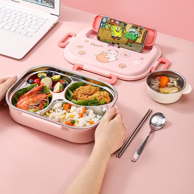 316L不锈钢保温饭盒小学生专用分格上班族可微波炉加热便当餐盒盘