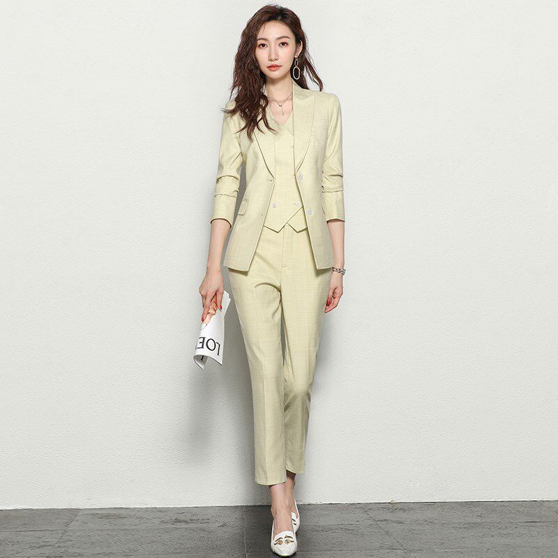 柒雁职业套装女2024春夏款时尚气质马甲小西装外套女正装工作服